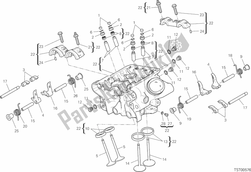 All parts for the Vertical Head of the Ducati Diavel Xdiavel S 1260 2018